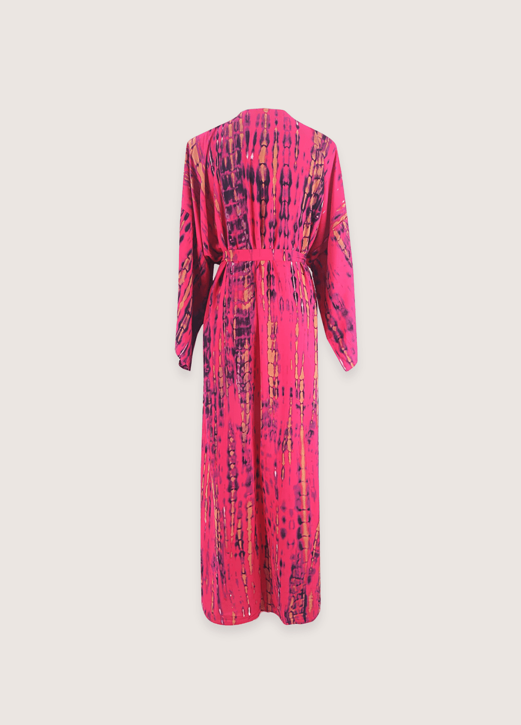 Langer fuchsiafarbener Batik-Kimono