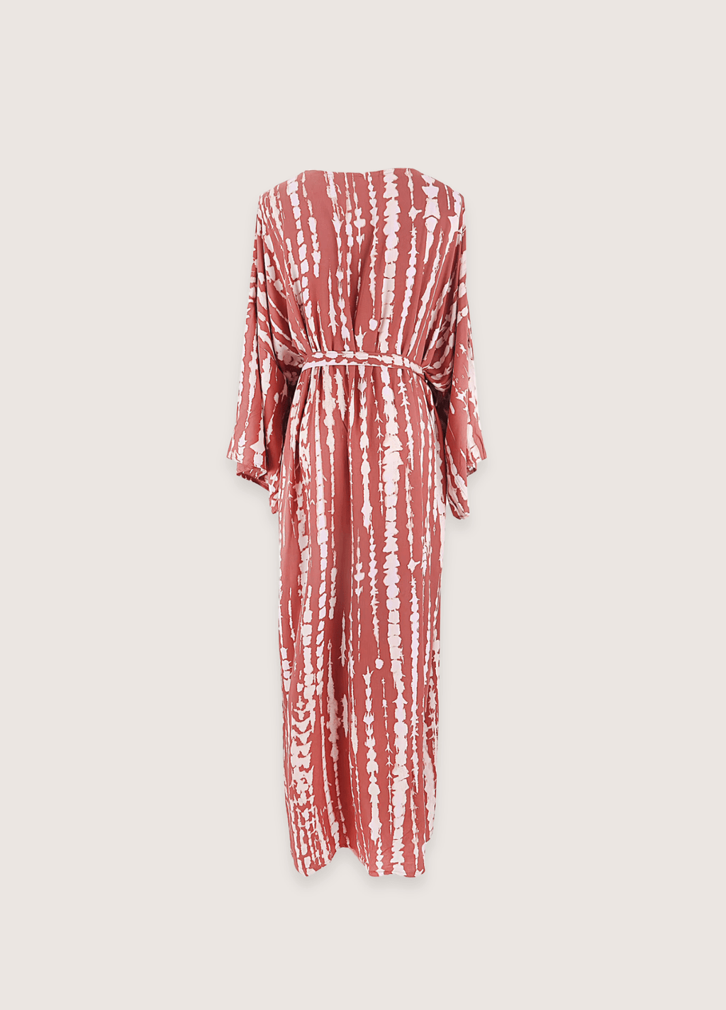 Langer terrakottafarbener Kimono mit Batikmuster