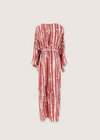 Langer terrakottafarbener Kimono mit Batikmuster