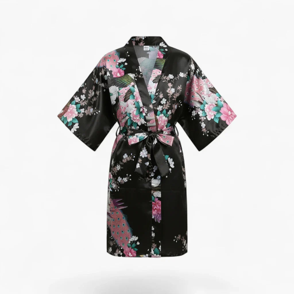 Satin-Bademantel mit Blumenmuster für Mädchen