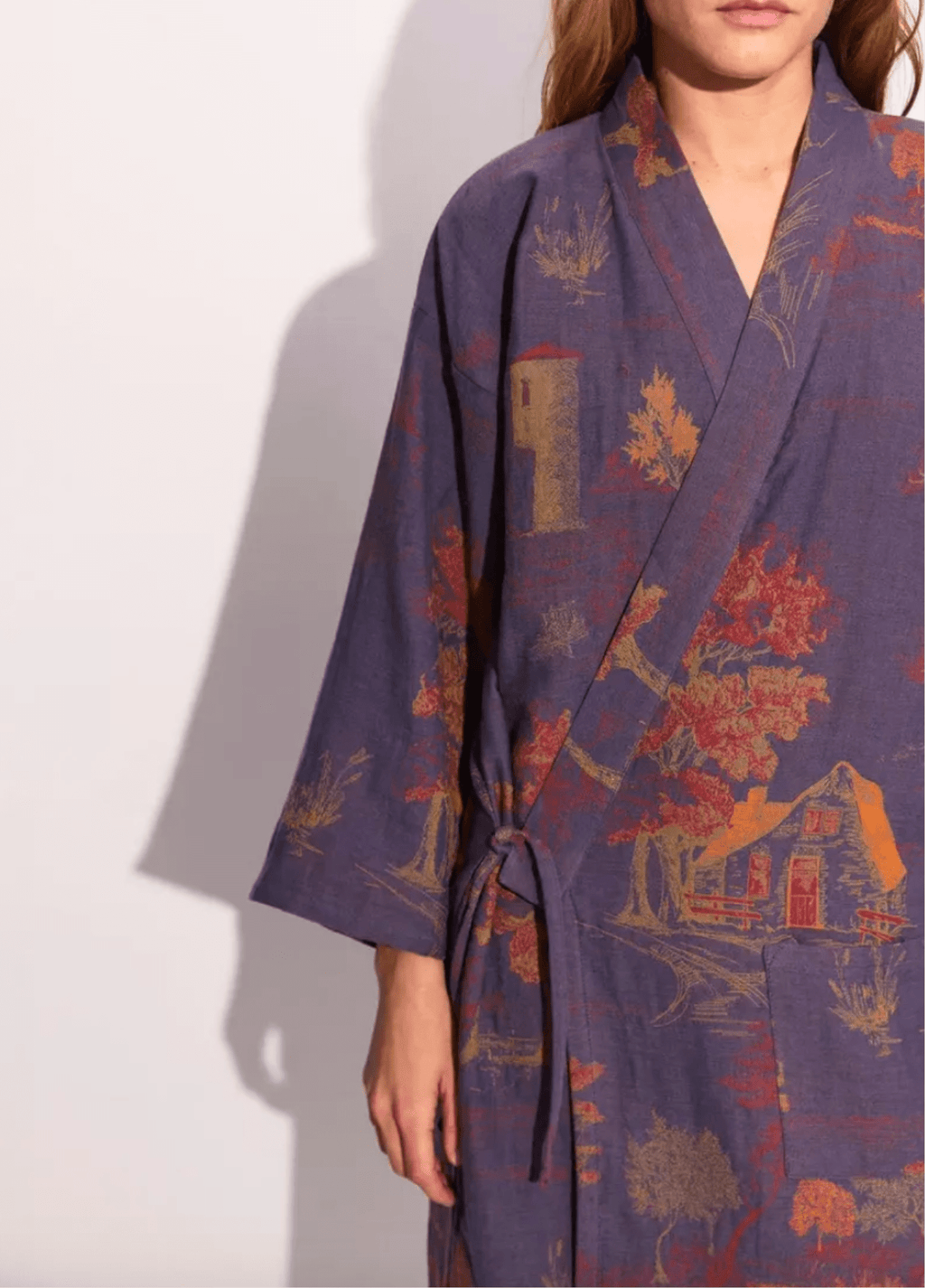 Blauer Kimono-Bademantel für Damen | Momiji