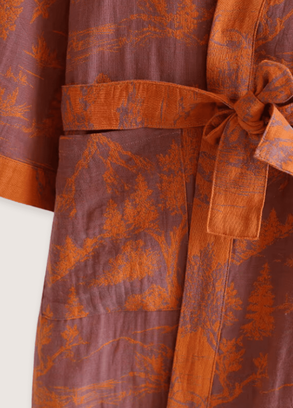 Orangefarbener Kimono-Bademantel für Damen | Ukiyo