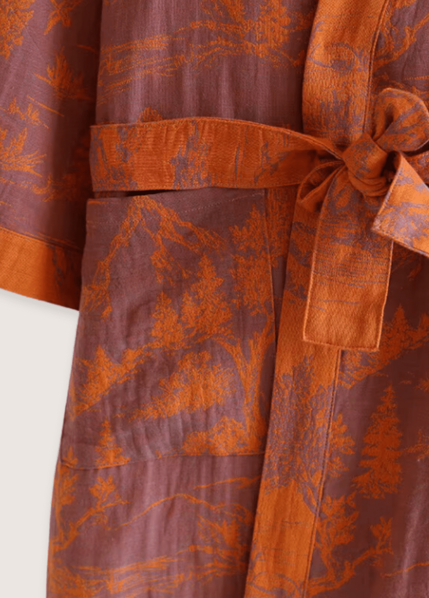 Orangefarbener Kimono-Bademantel für Damen | Ukiyo