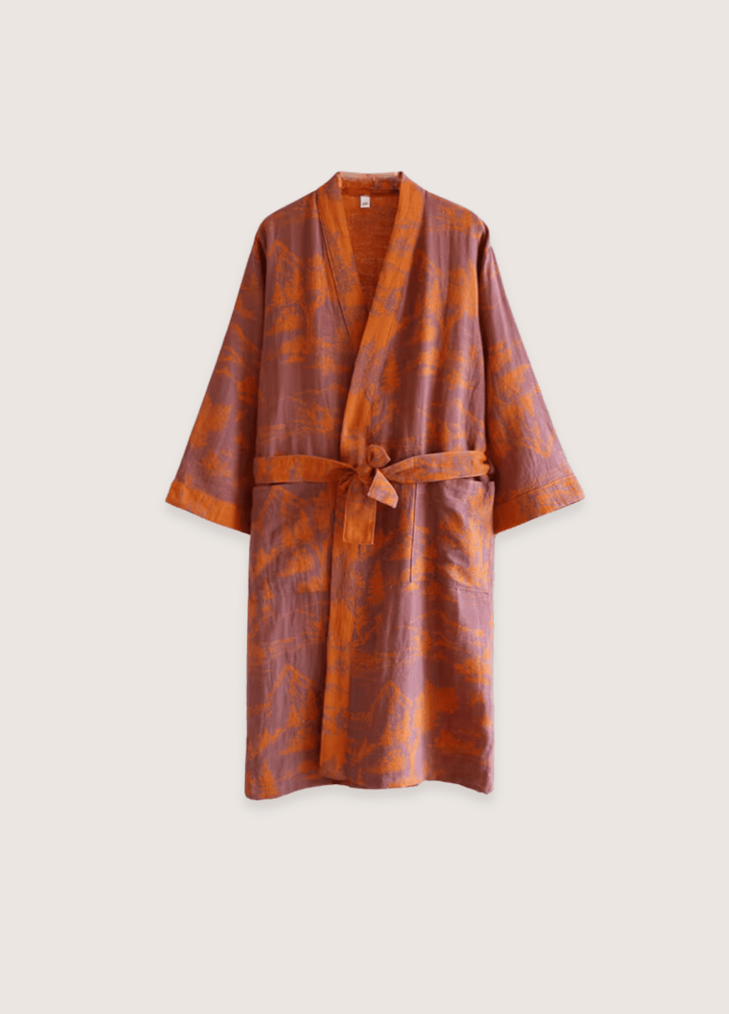Orangefarbener Kimono-Bademantel für Damen | Ukiyo