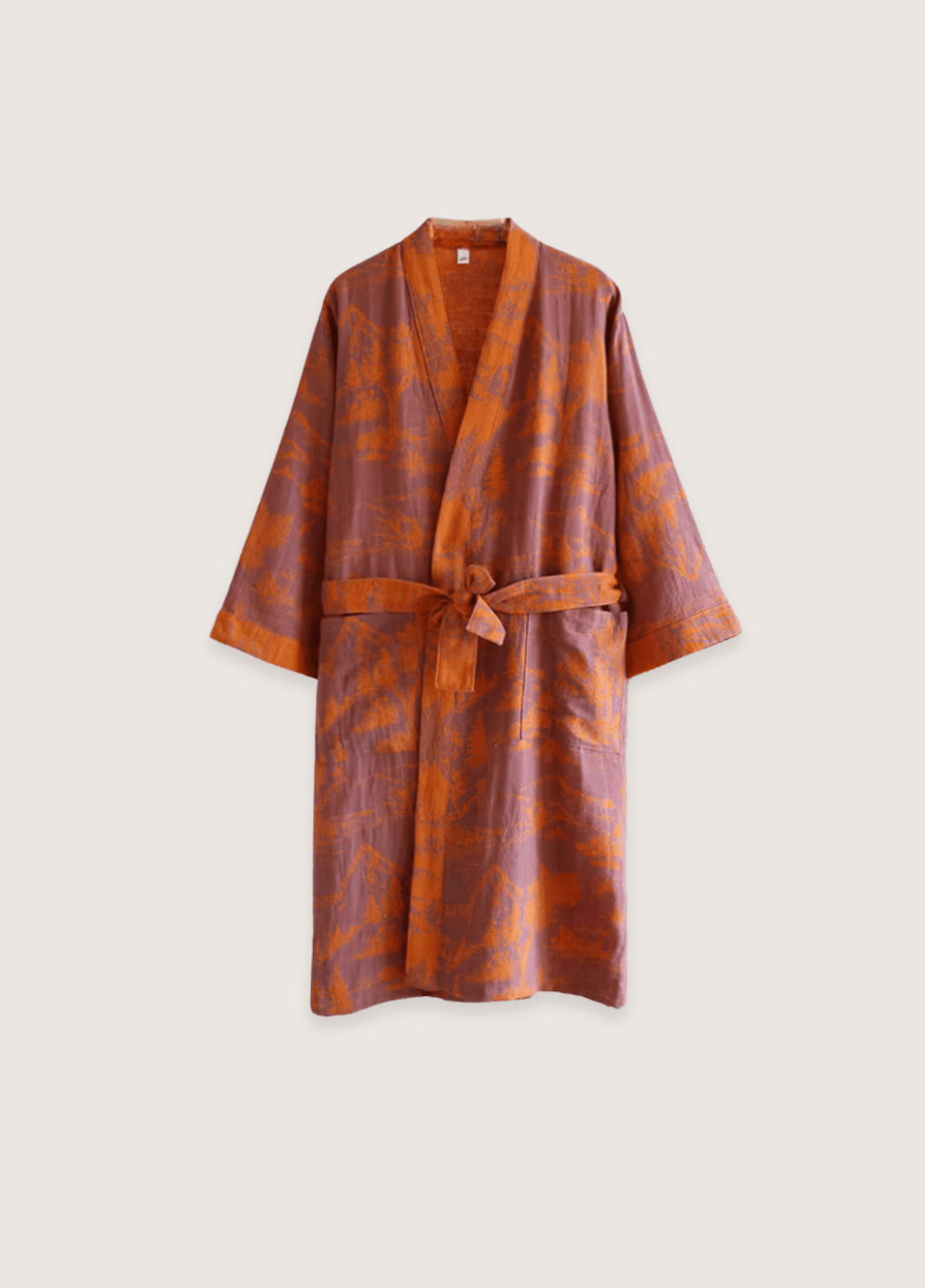 Orangefarbener Kimono-Bademantel für Damen | Ukiyo