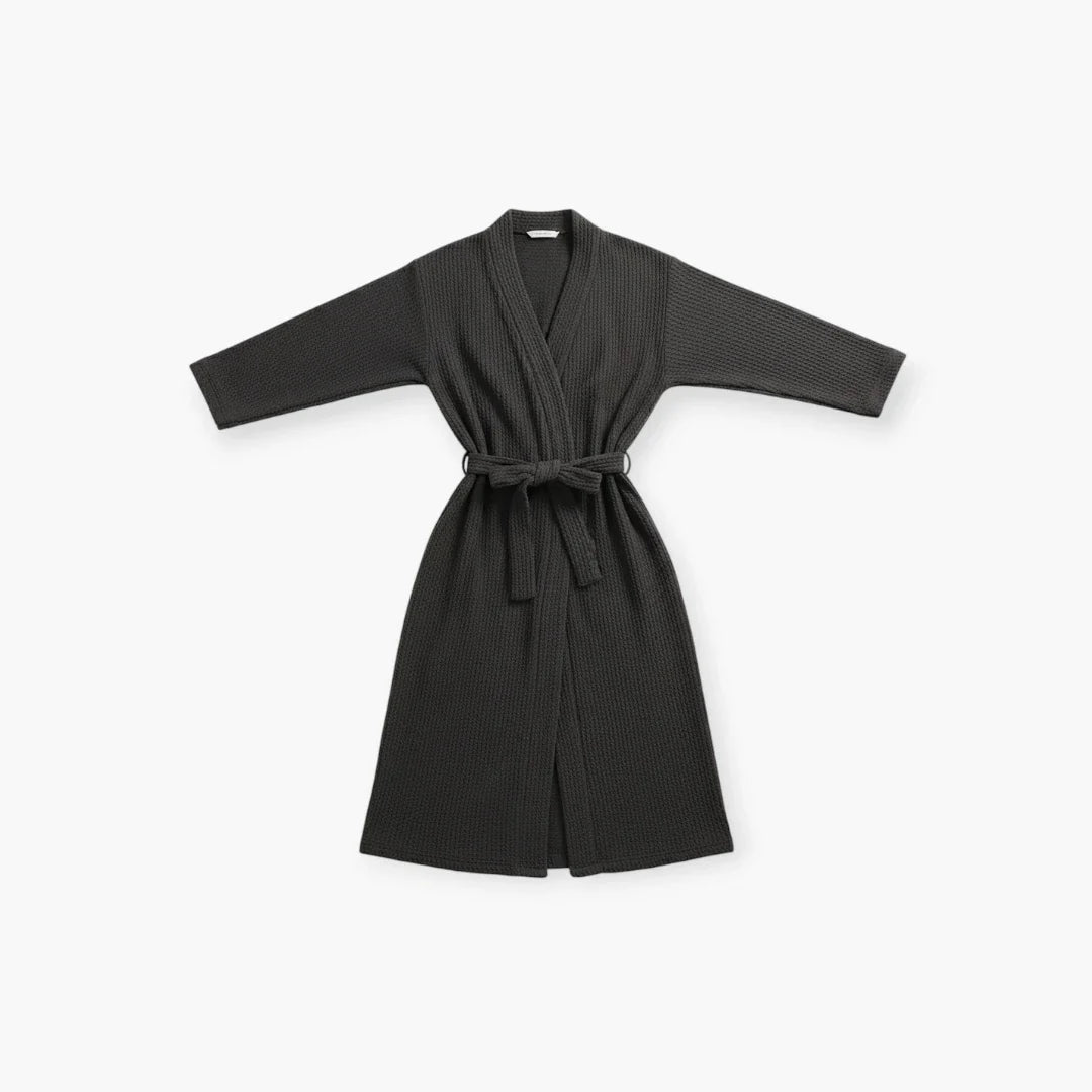 Kurzer Damen-Peignoir mit langen Ärmeln aus Fleece