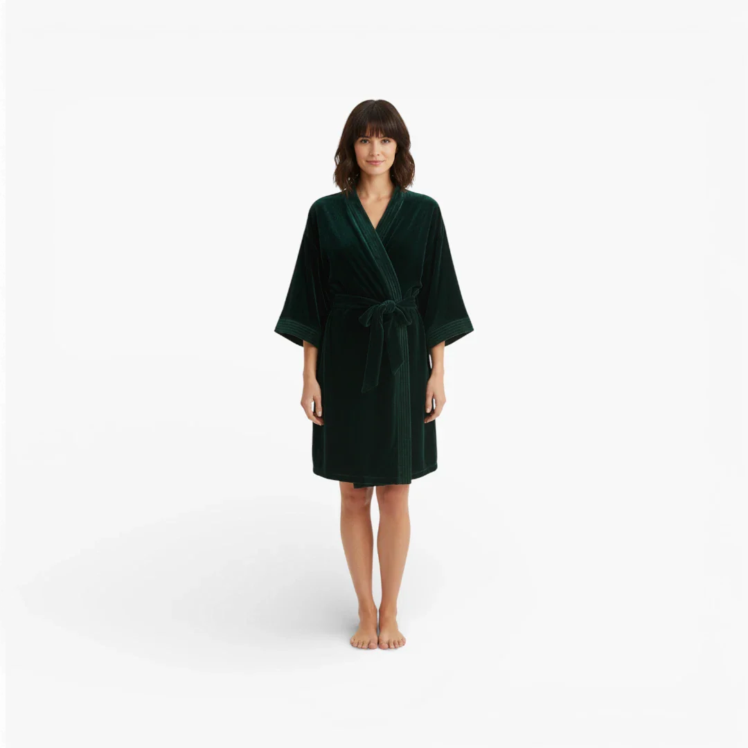 Kurzer Damen-Samtbademantel