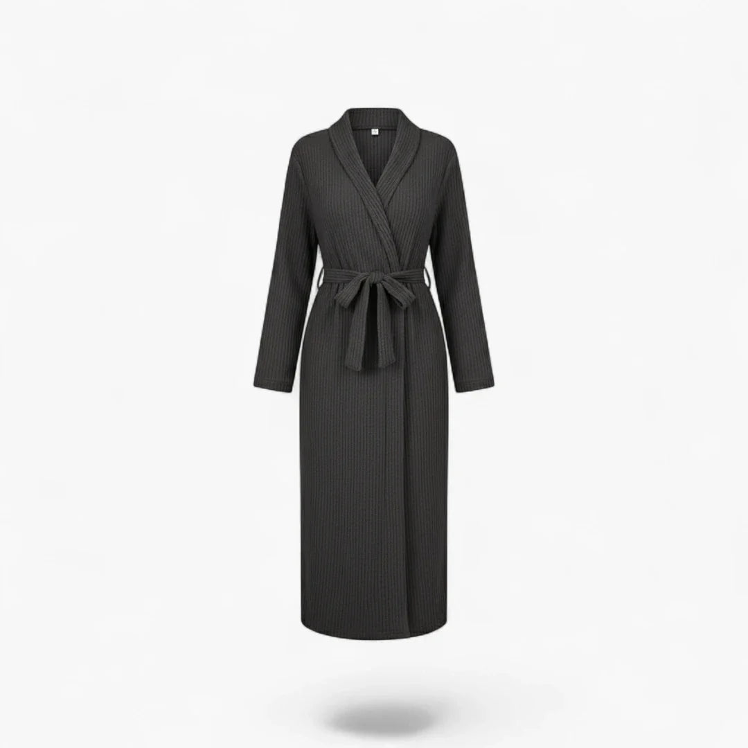 Kurzer Damen-Peignoir mit langen Ärmeln aus Fleece