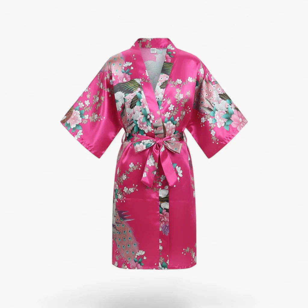 Satin-Bademantel mit Blumenmuster für Mädchen