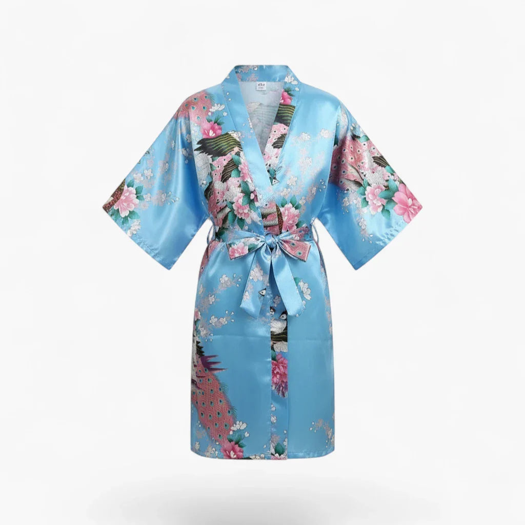 Satin-Bademantel mit Blumenmuster für Mädchen