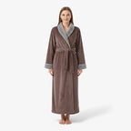 Damen-Winter-Bademantel – Lang, Braun, aus Flanell